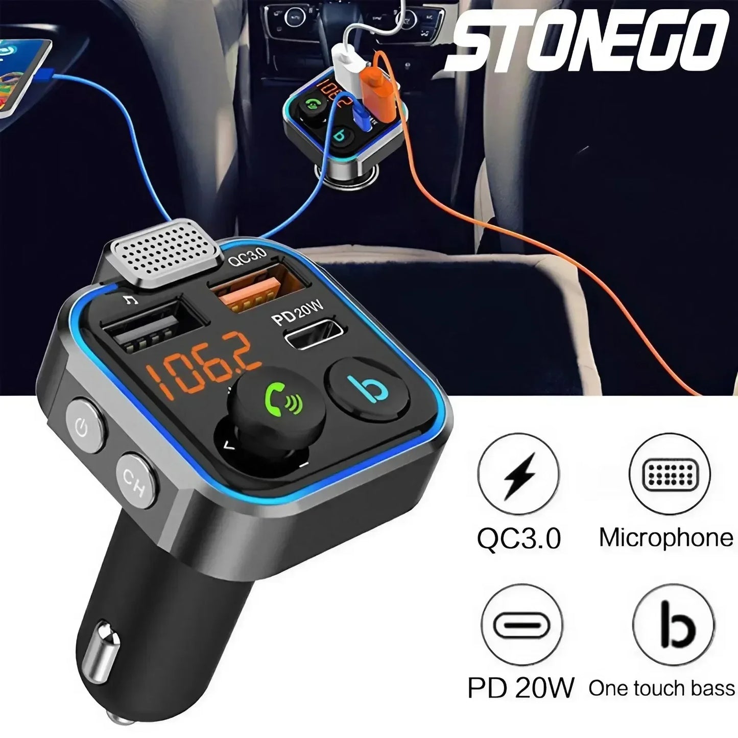 Bluetooth FM Transmitter Car Kit