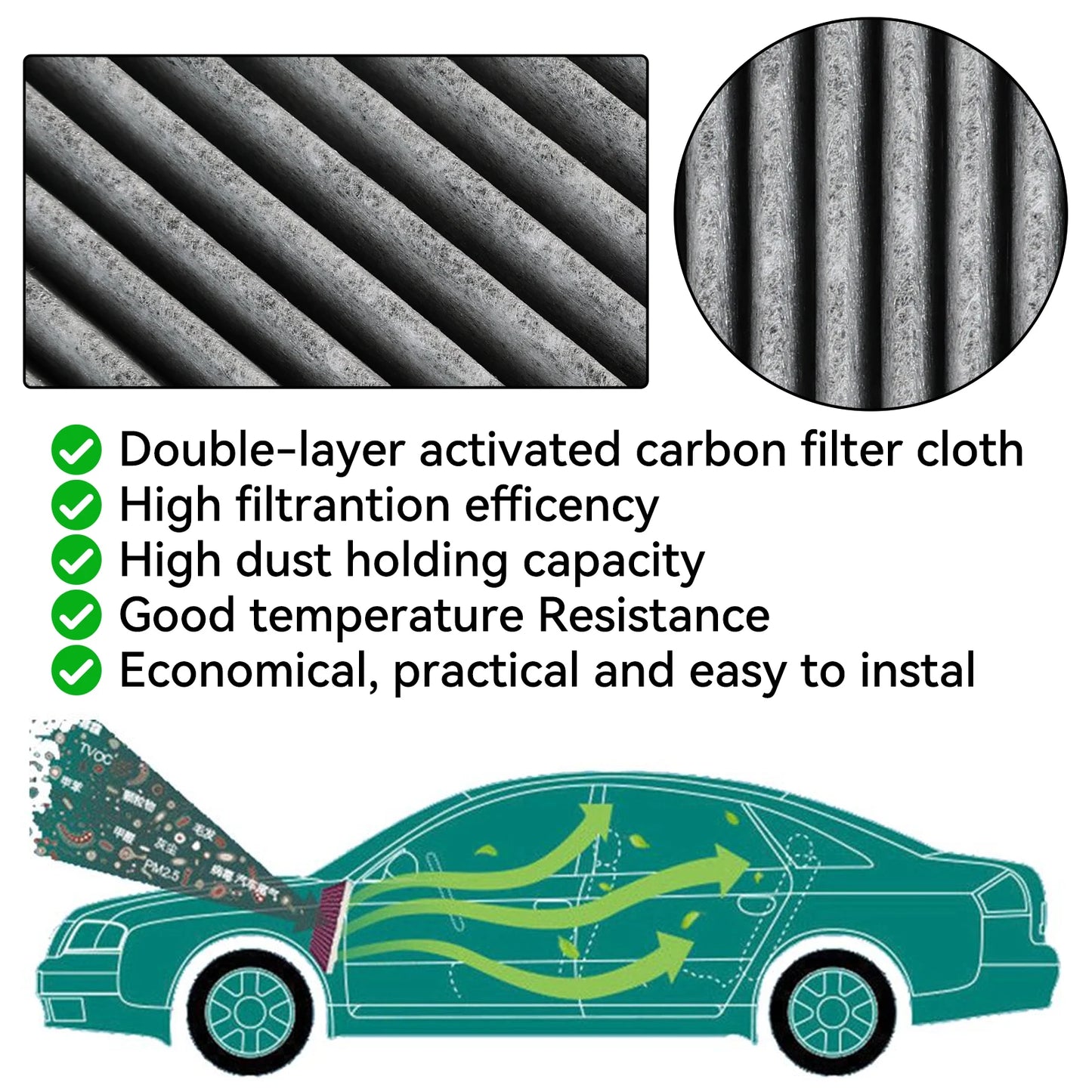 Pollen Cabin Air Filter for Audi A4 A5 A6 A7 A8 Q5 Q7 Q8 Quattro, Porsche Cayenne & VW Touareg 2017-2024