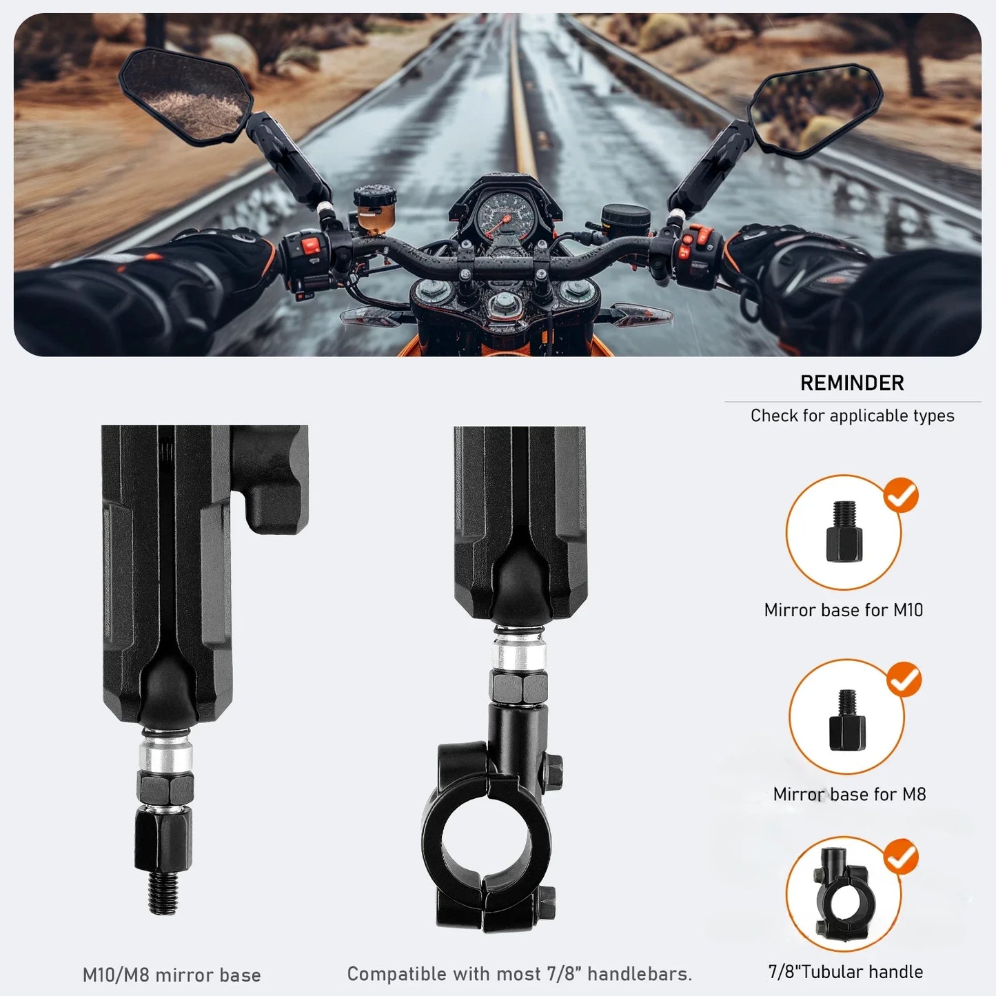 Universal Motorcycle Side Mirrors – Adjustable & Folding