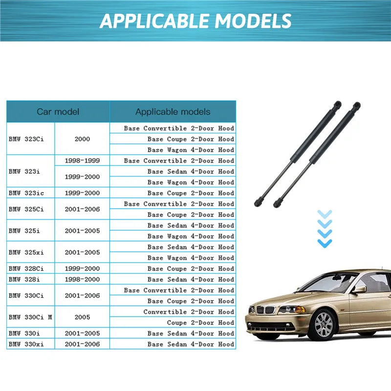 2Pcs Front Hood Bonnet Gas Struts