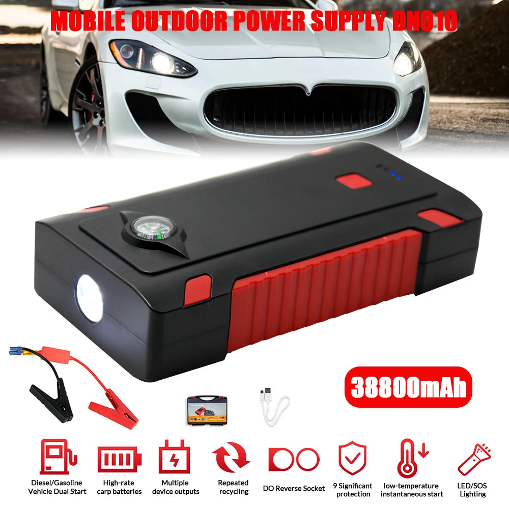 7200mAh Portable Car Jump Starter & Power Bank – 15V Car Battery Charger Booster, Emergency Starting Device