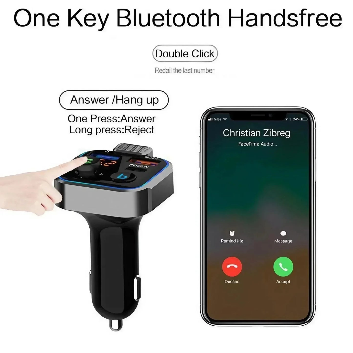 Bluetooth FM Transmitter Car Kit