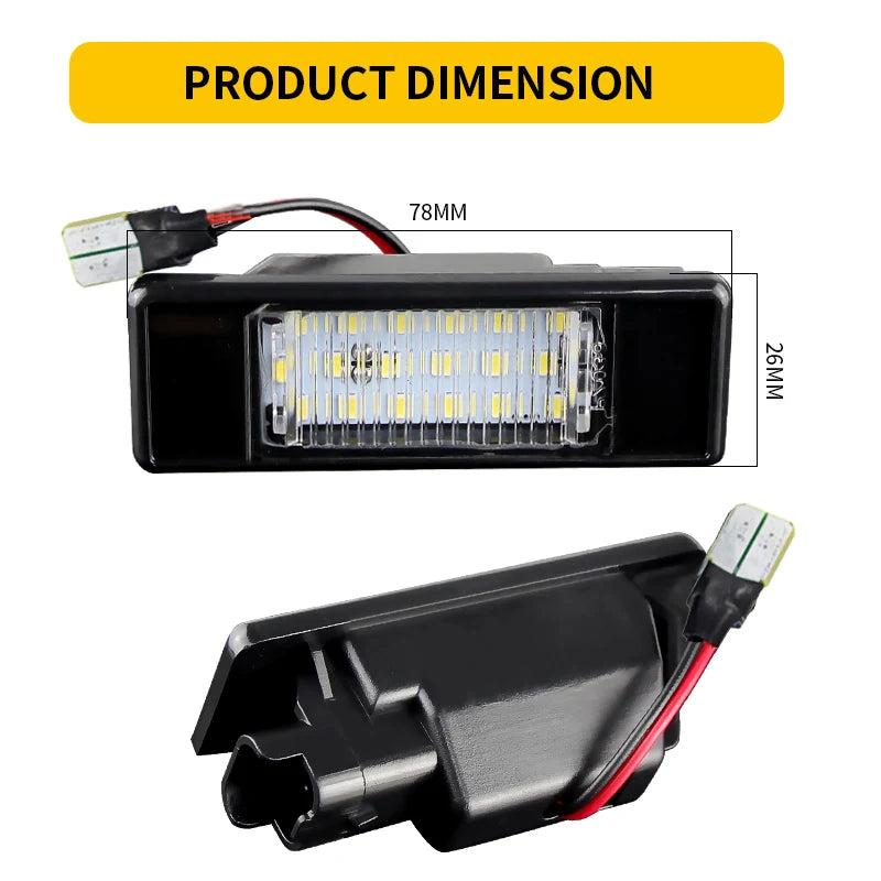 2Pcs 6000K White LED License Plate Lights