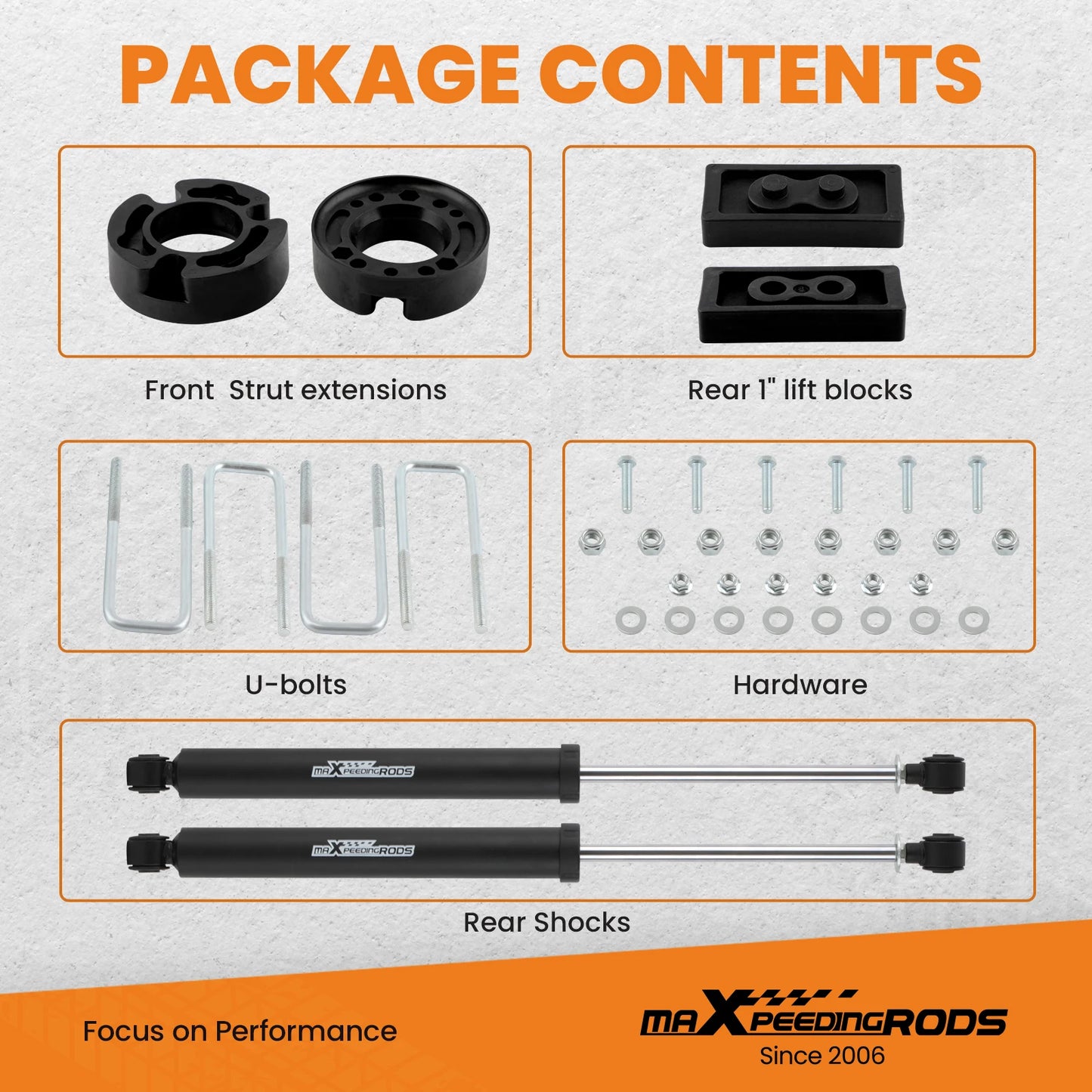 2.5" 2 1/2" Suspension Lift Kit Shocks For Ford