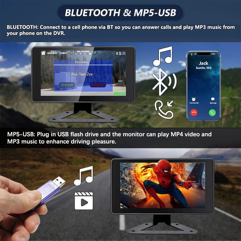 7 Inch Alarm Vehicle DVR Camera Monitor System