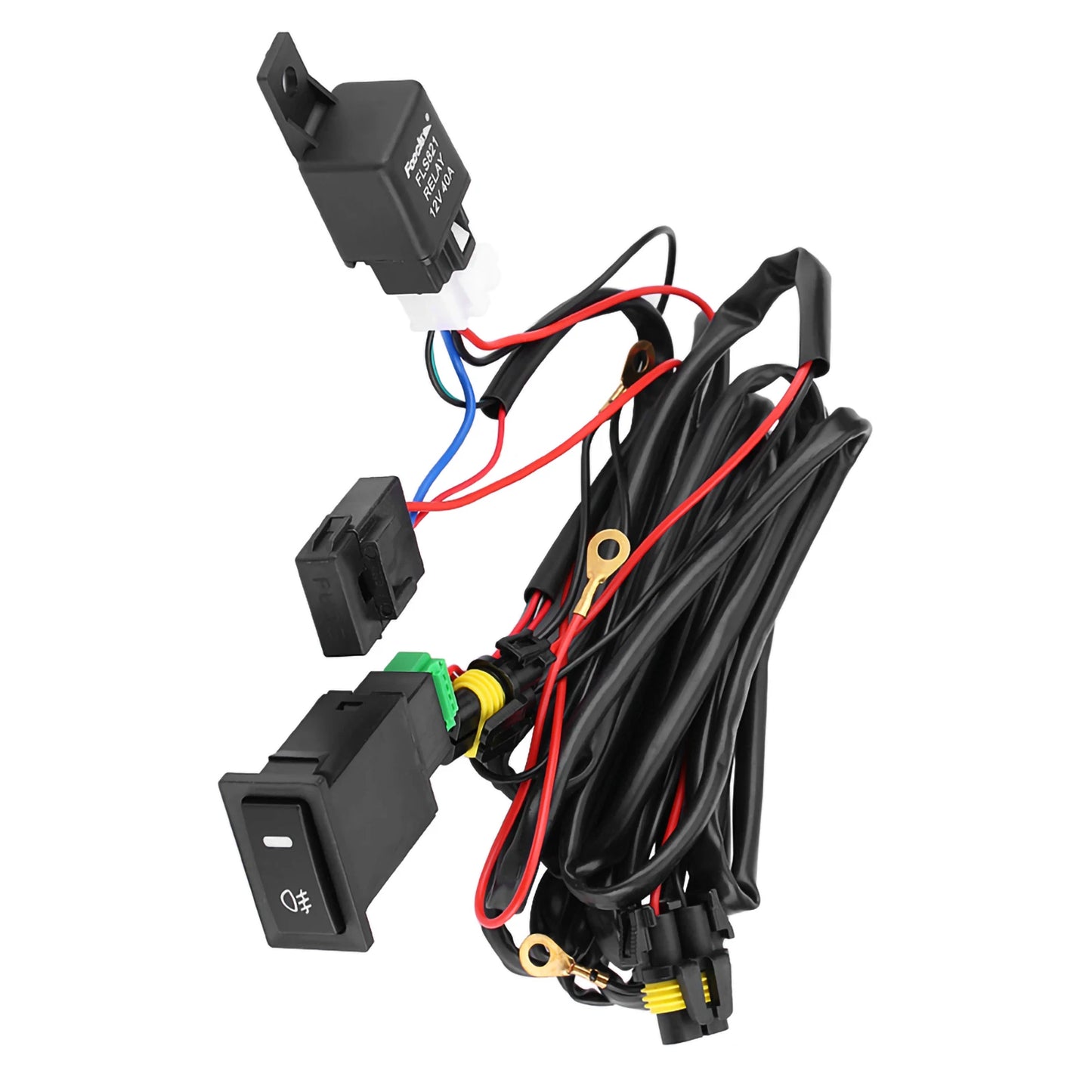 12V Universal LED Fog Light Wiring Harness & Relay Kit with On/Off Switch