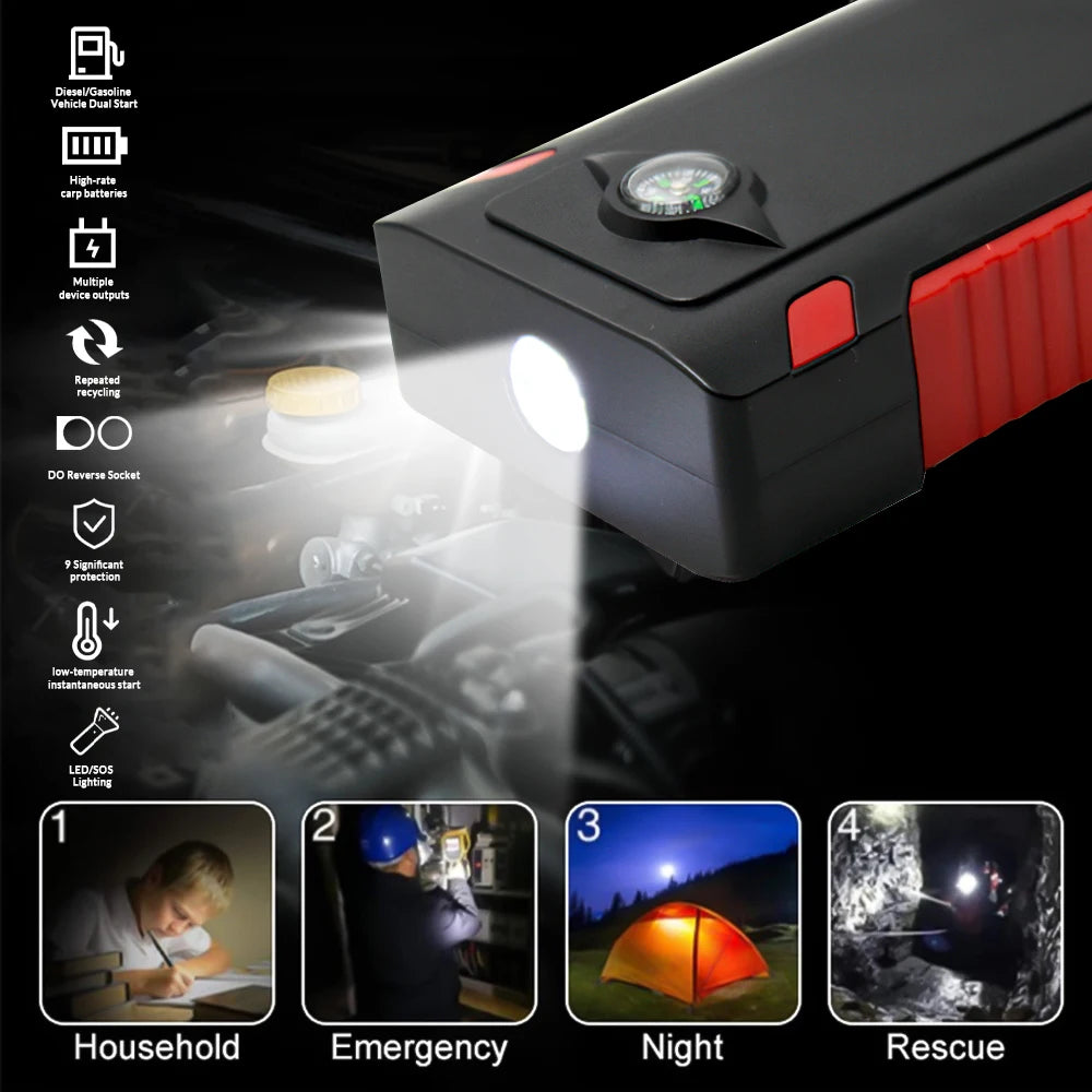7200mAh Portable Car Jump Starter & Power Bank – 15V Car Battery Charger Booster, Emergency Starting Device