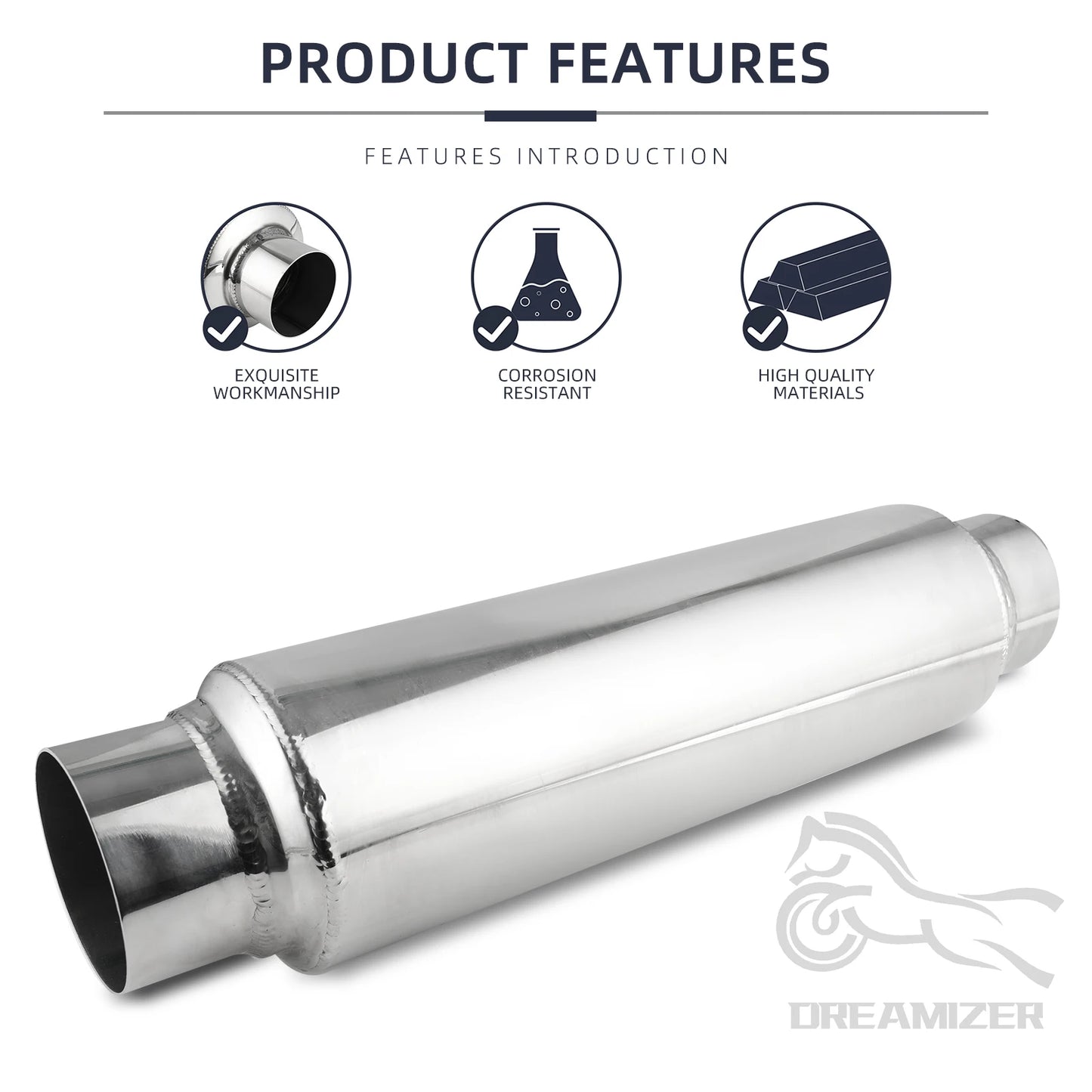 406mm (16”) 2.5-Inch Exhaust Muffler Pipe – Car & Motorcycle Replacement