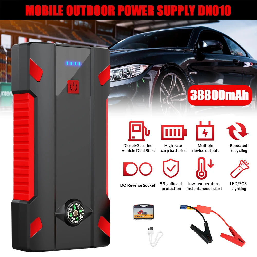 7200mAh Portable Car Jump Starter & Power Bank – 15V Car Battery Charger Booster, Emergency Starting Device