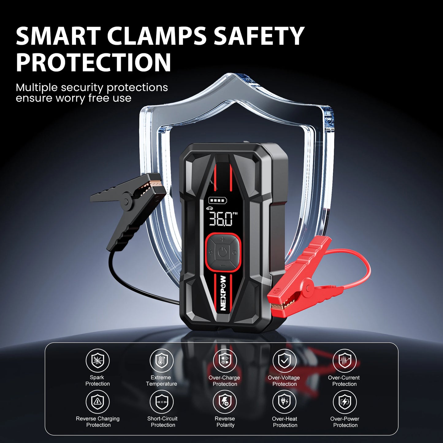 3000A Car Jump Starter & Air Compressor – 12V 59.2Wh Portable Battery Booster with PD 30W Fast Charge & 150PSI Air Pump