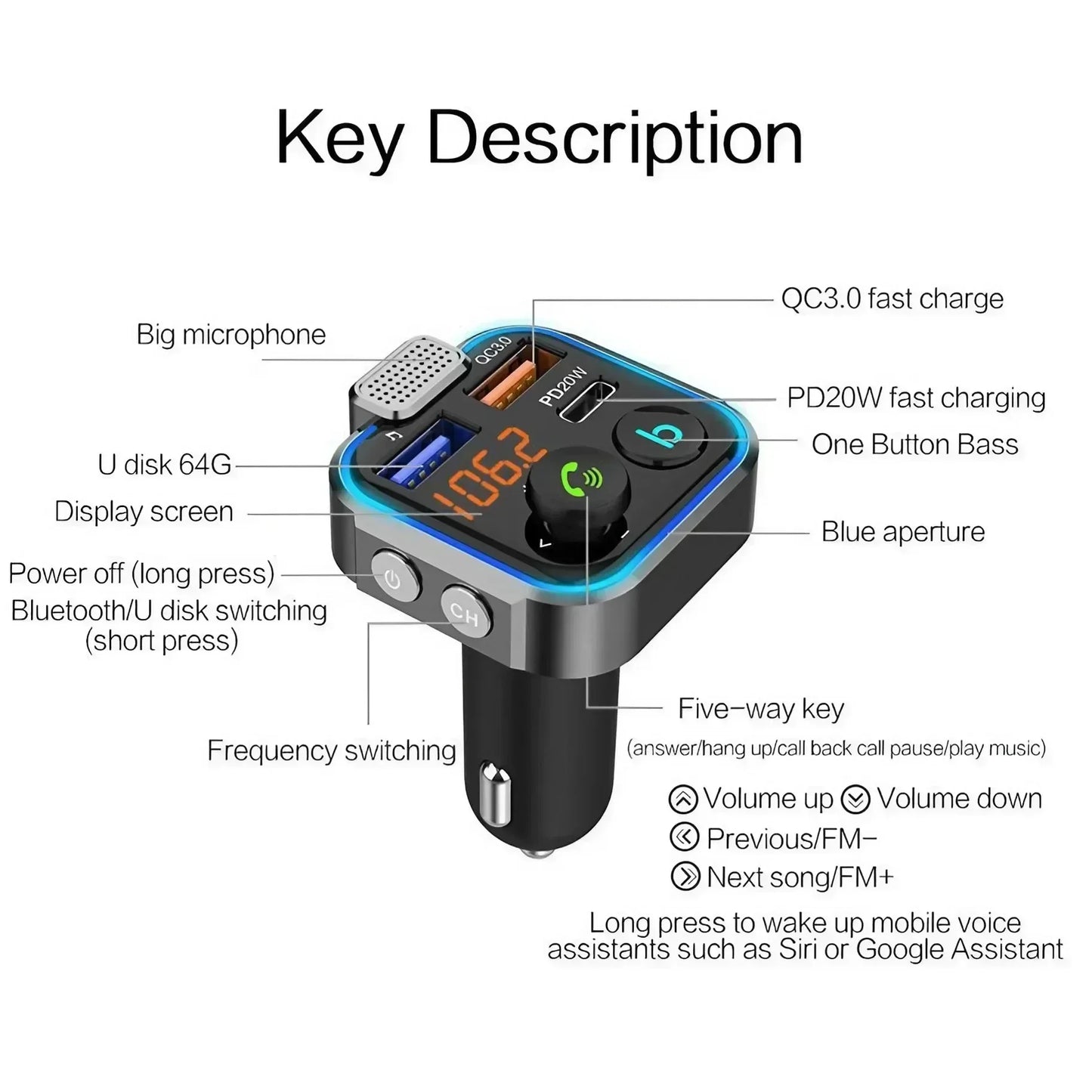Bluetooth FM Transmitter Car Kit