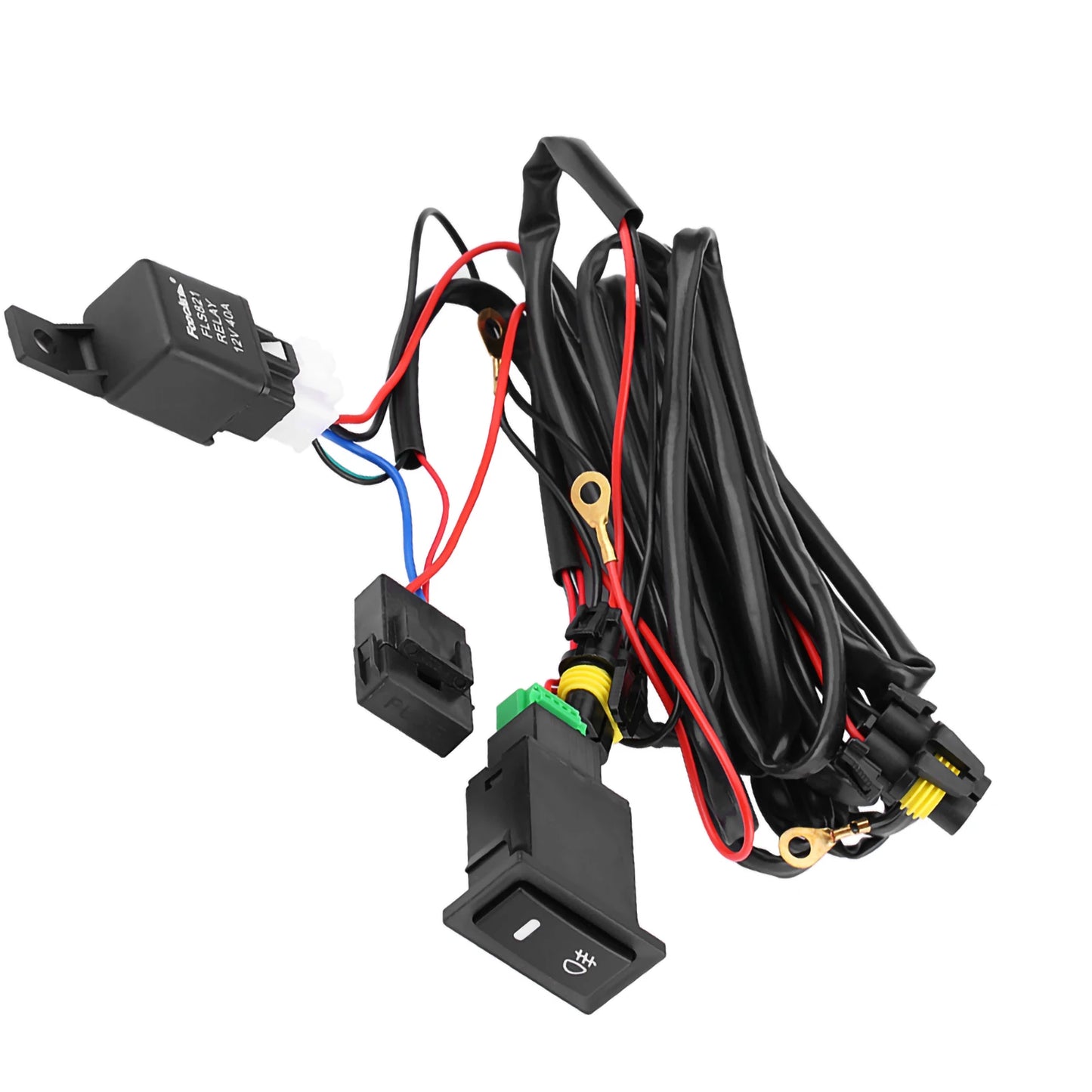 12V Universal LED Fog Light Wiring Harness & Relay Kit with On/Off Switch