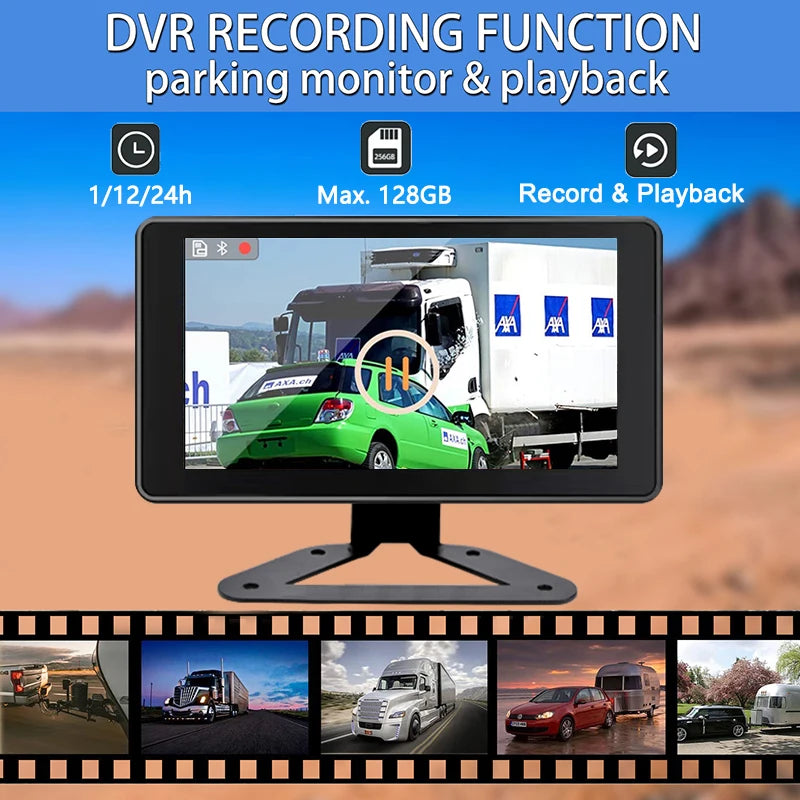 7 Inch Alarm Vehicle DVR Camera Monitor System