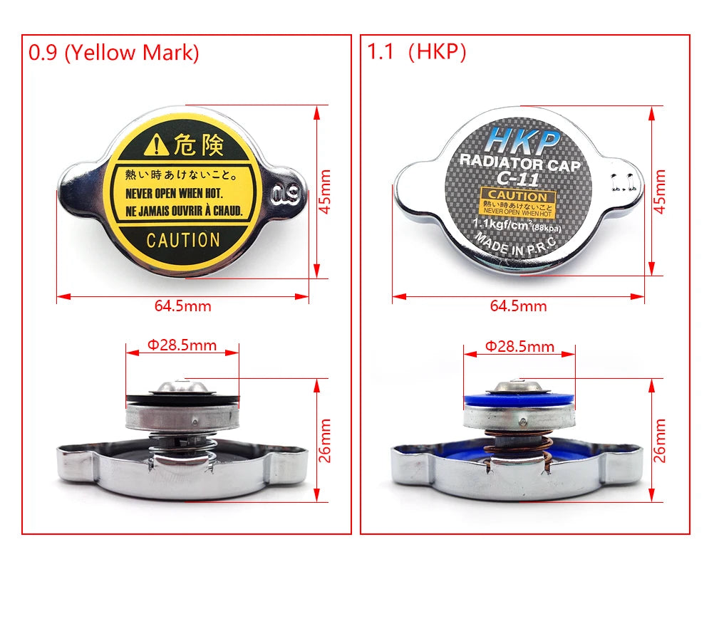 Motorcycle Radiator / Water Tank Cap Cover – 0.9 Bar / 1.1 Bar Safety Pressure Cap
