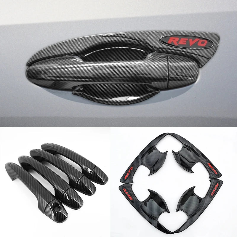 Carbon Fiber Style Side Door Handle Bowl Cover Trim – For Toyota Hilux Revo / Rogue / Rocco / Invincible (2016-2020)