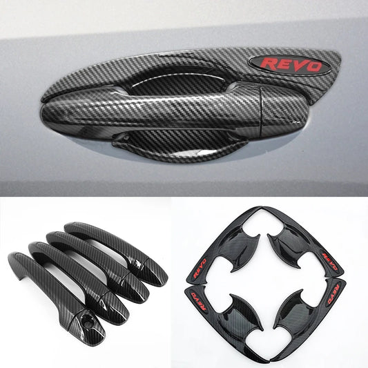 Carbon Fiber Style Side Door Handle Bowl Cover Trim – For Toyota Hilux Revo / Rogue / Rocco / Invincible (2016-2020)