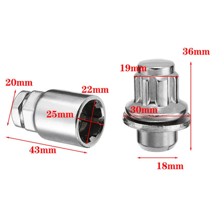 5-Piece Locking Wheel Lug Bolt & Nut Set – M12 x 1.5 for Toyota, Aluminum Alloy Anti-Theft Tire Bolts