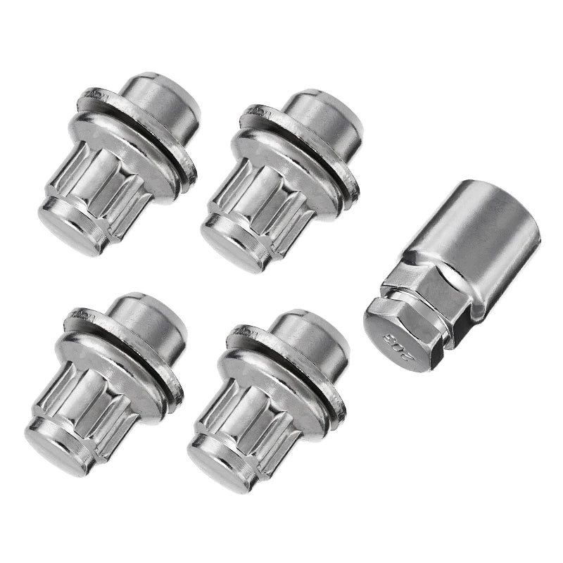 5-Piece Locking Wheel Lug Bolt & Nut Set – M12 x 1.5 for Toyota, Aluminum Alloy Anti-Theft Tire Bolts