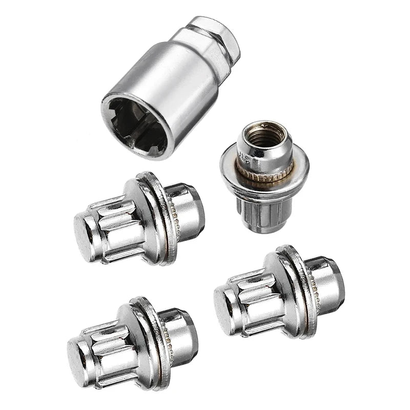 5-Piece Locking Wheel Lug Bolt & Nut Set – M12 x 1.5 for Toyota, Aluminum Alloy Anti-Theft Tire Bolts