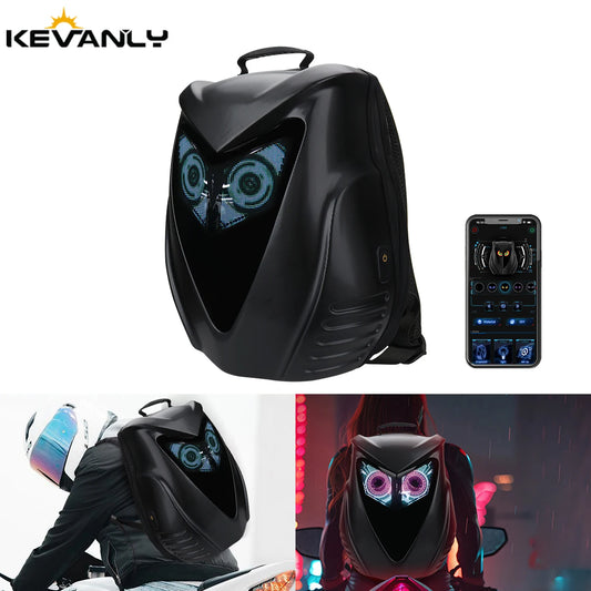 LOY Owl Design LED Display Smart Motorcycle & Cycling Backpack
