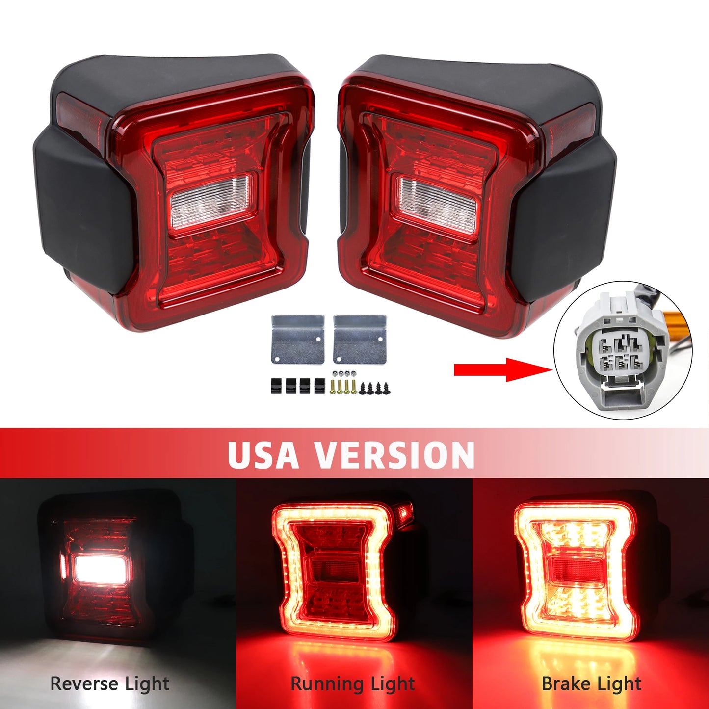 2x LED Tail Lights for Jeep Wrangler JK (2007–2017)