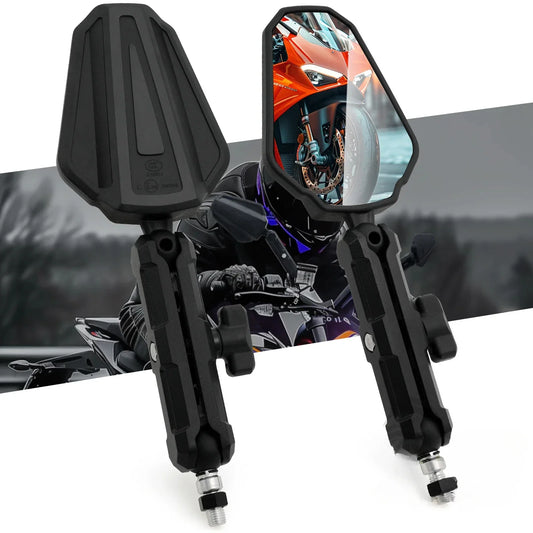 Universal Motorcycle Side Mirrors – Adjustable & Folding