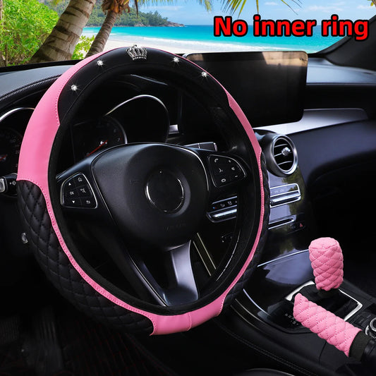 3-piece leather steering wheel cover