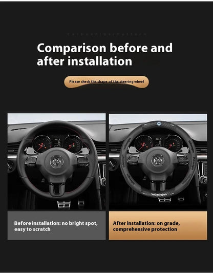 Carbon fiber Leather Car Steering Wheel Cover