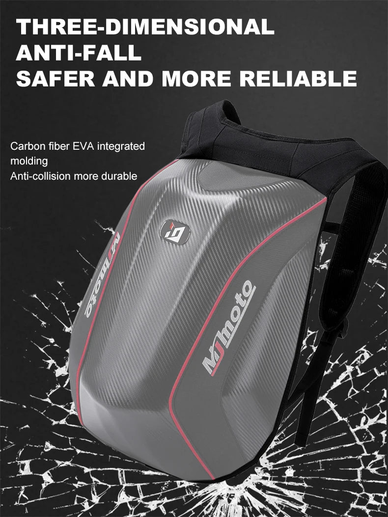 Carbon Fiber Motorcycle Backpack – Hard Shell Waterproof Helmet Bag
