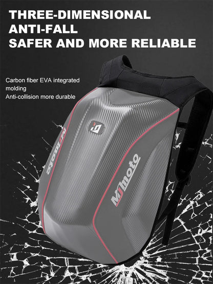 Carbon Fiber Motorcycle Backpack – Hard Shell Waterproof Helmet Bag