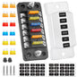6-Way Waterproof Fuse Box with Negative Bus – 12V/24V Automotive Car, Truck, Boat, RV, Marine Fuse Block