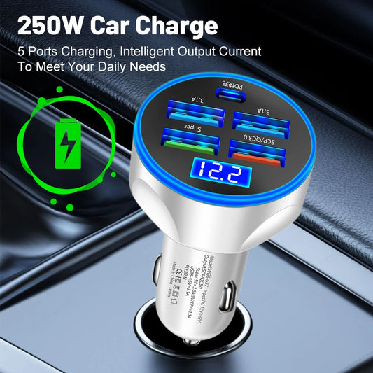 USB PD 250W Car Charger
