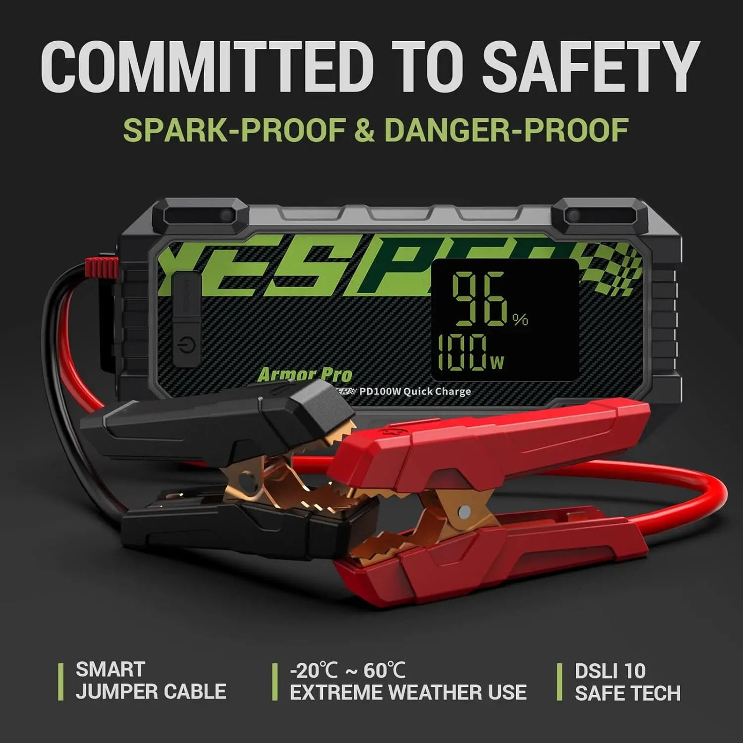 Car Battery Jump Starter 2500A Peak, 240Wh Portable Car Battery Charger & Power Bank