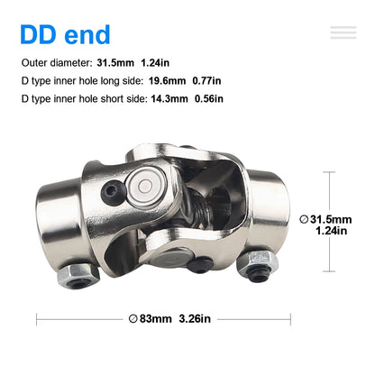 3/4” DD X 3/4” DD Splined Chrome Single U-Joint Steering Shaft – Fits Ford, Volkswagen, Chevrolet