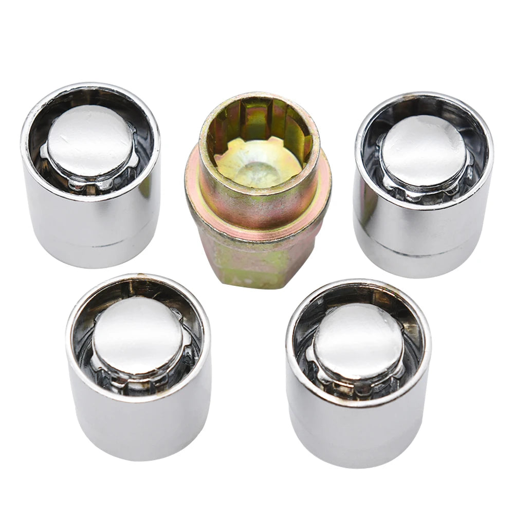 M12x1.5 Anti-Theft Steel Wheel Lock Lug Nuts – Chrome 4+1 Set for Toyota, Honda & Acura