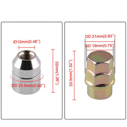 M12x1.5 Anti-Theft Steel Wheel Lock Lug Nuts – Chrome 4+1 Set for Toyota, Honda & Acura