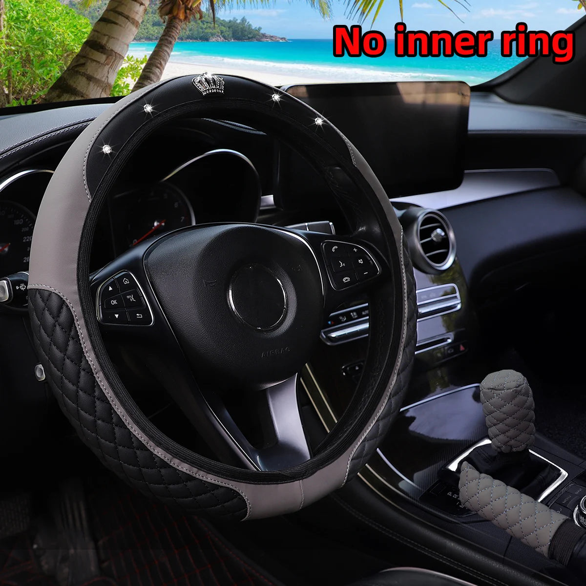 3-piece leather steering wheel cover