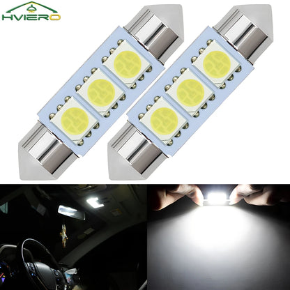 2PCS White LED Festoon Dome Light Bulbs