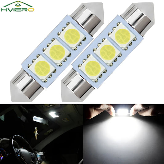 2PCS White LED Festoon Dome Light Bulbs