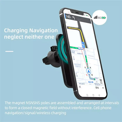 Wireless Magnetic Charger Phone Holder – 15W Fast Charging, Strong Magnet Mount