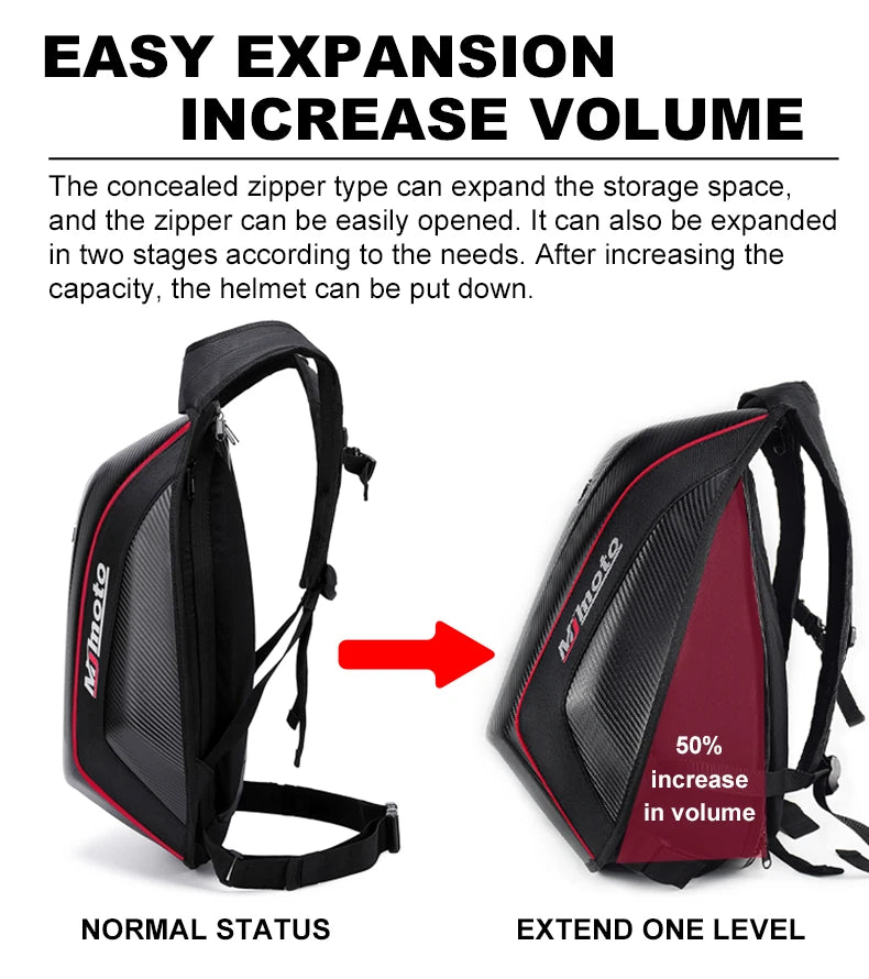 Carbon Fiber Motorcycle Backpack – Hard Shell Waterproof Helmet Bag