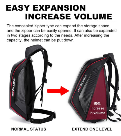 Carbon Fiber Motorcycle Backpack – Hard Shell Waterproof Helmet Bag
