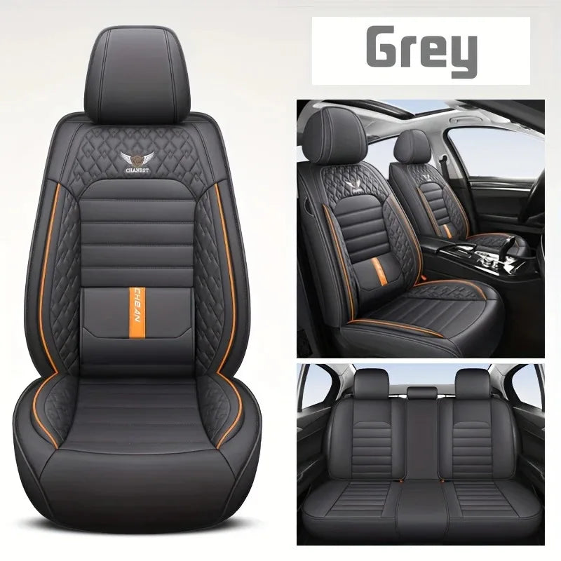 5 Seat Full Set Breathable Napa Leather Car Seat Cover – Luxury Fitted, Ergonomic Design with Fixed Lumbar Support