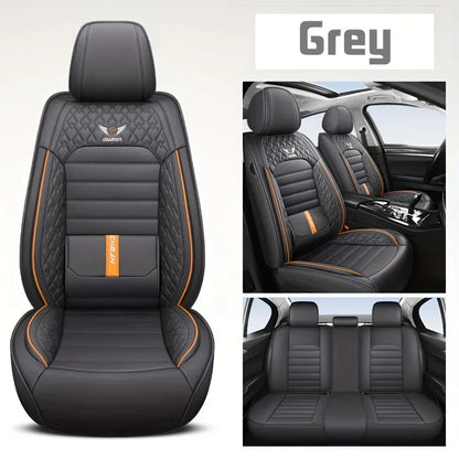 5 Seat Full Set Breathable Napa Leather Car Seat Cover – Luxury Fitted, Ergonomic Design with Fixed Lumbar Support