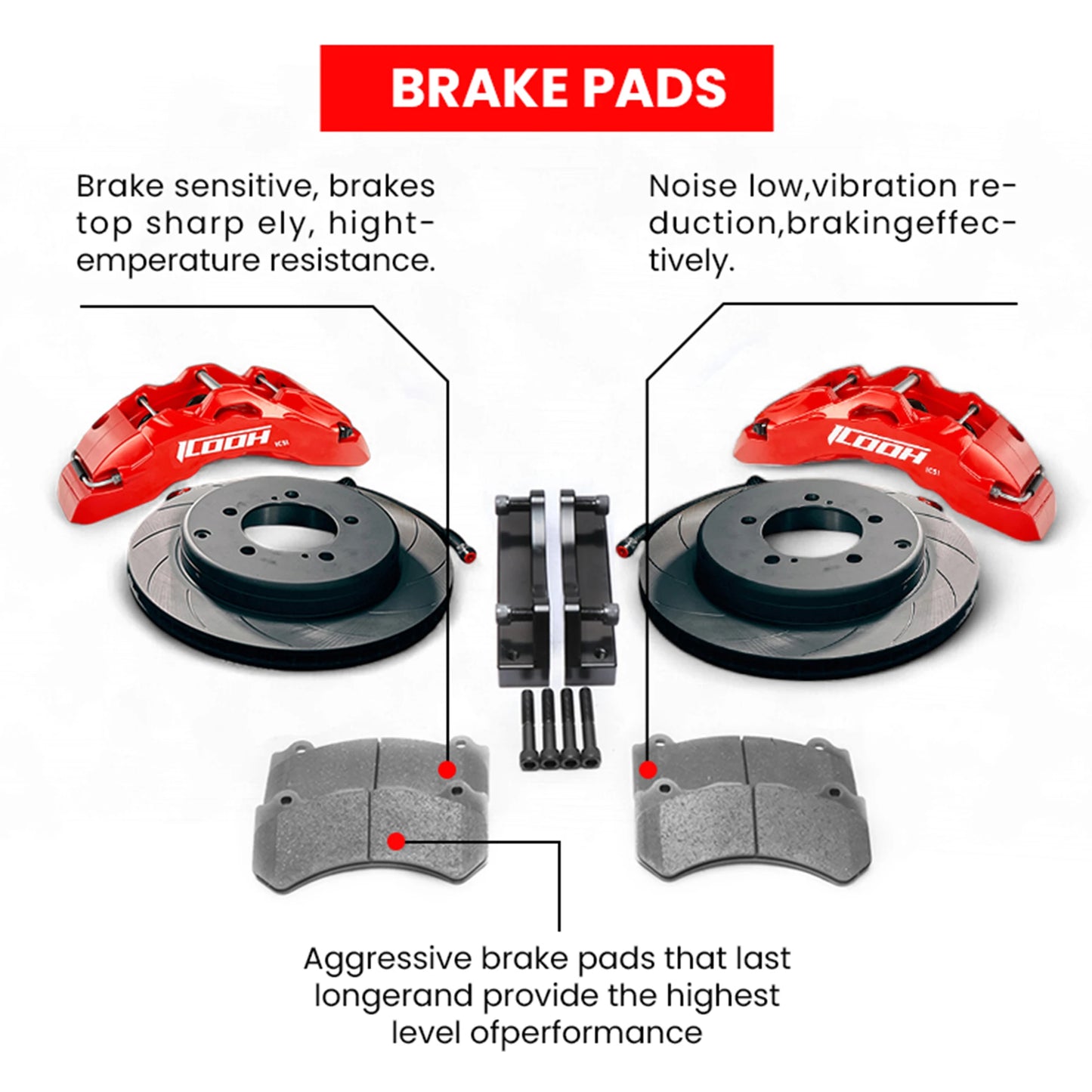 Front Brake Caliper Kit 6-Piston for Audi A6 C5/C6/C7/C8