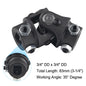 Single Steering Shaft Universal U-Joint – 3/4” DD x 3/4” Round, 83mm (3-1/4”) Length, Black