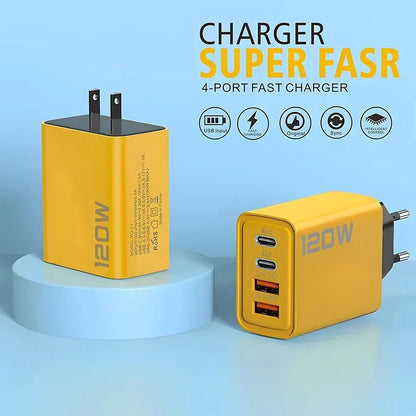 4 Ports USB C  Fast Charger Adapter