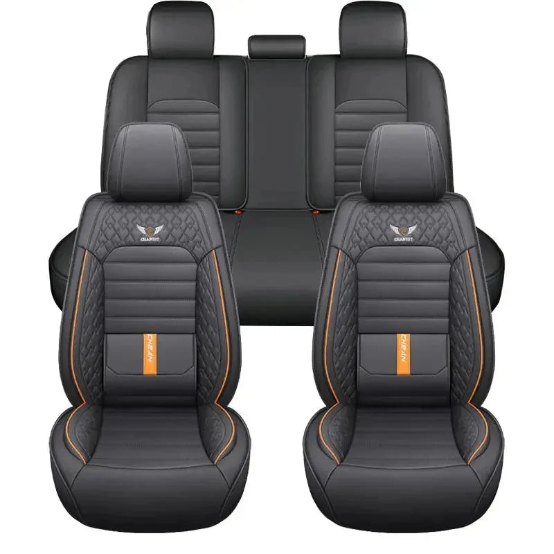 5 Seat Full Set Breathable Napa Leather Car Seat Cover – Luxury Fitted, Ergonomic Design with Fixed Lumbar Support
