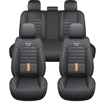 5 Seat Full Set Breathable Napa Leather Car Seat Cover – Luxury Fitted, Ergonomic Design with Fixed Lumbar Support