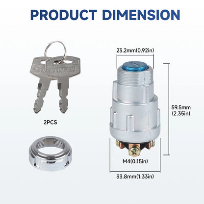12V Universal 3-Position Engine Ignition Switch – With 2 Keys for Cars, Motorcycles, and Vehicles